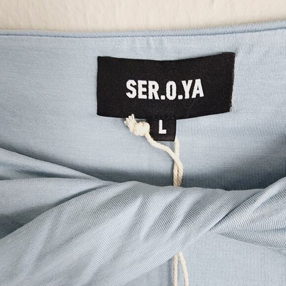 SER.O.YA Retrofete Revolve Ellis Cut Out Crop Top Blue Gray L NWT - Picture 6 of 8